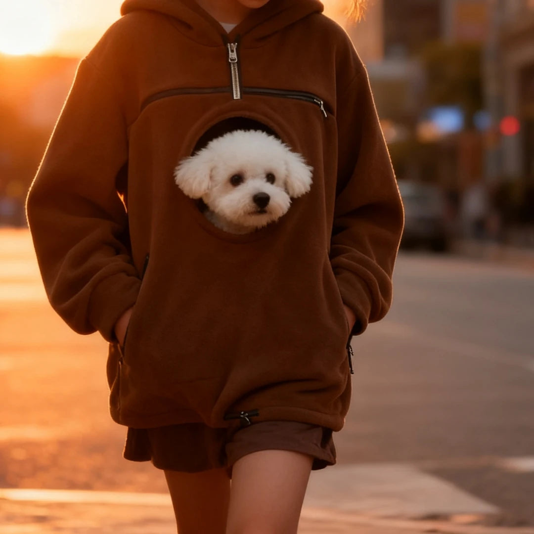 Pet Hoodie Carrier – Soft Dog & Cat Pullover with Pocket, Cozy Sling