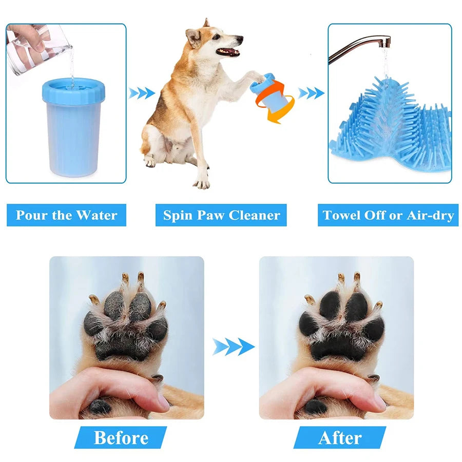 1Pc Pet Plastic Foot Wash Cup XL Large size silicone brush Dog cat clean foot mud removable cleaning Foot