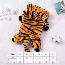 Warm Fleece Lined Hooded Dog Jacket Cute Cartoon Tiger Design for Teddy Bichon Pet Cats And Dogs Clothing Casual Style