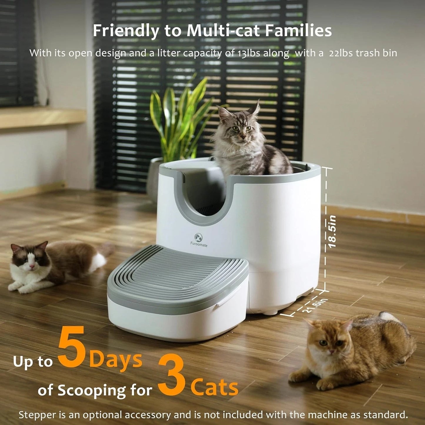 Self-Cleaning Litter Box Open-Top Automatic Cat Litter Box Easy Maintenance