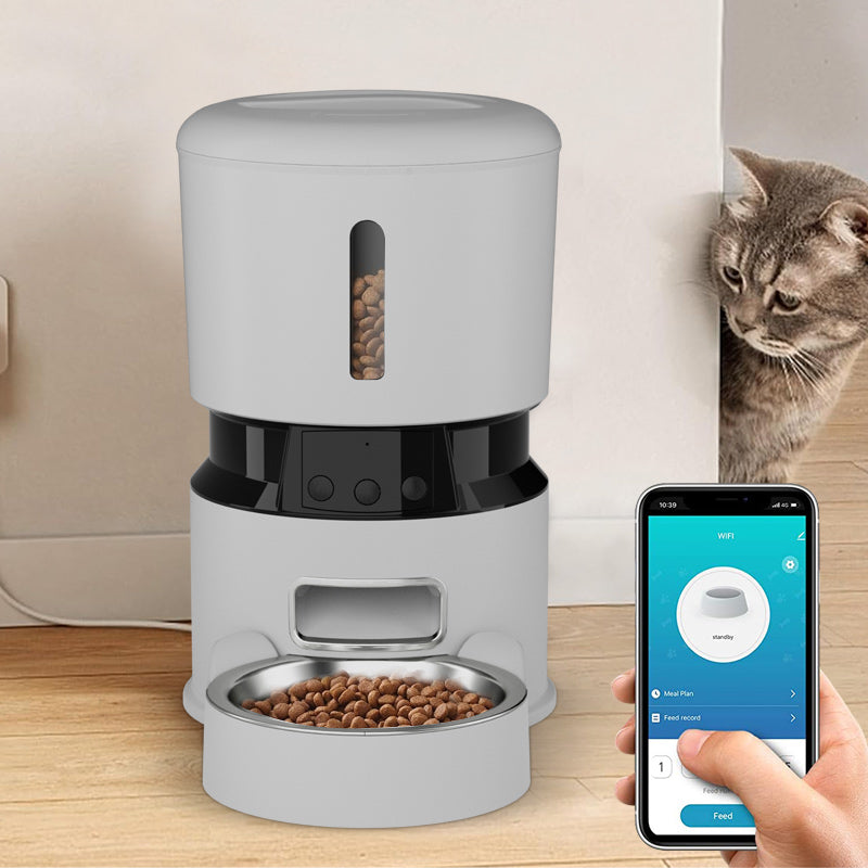 automatic WiFi pet feeder smart app controlled cat dog food dispenser UK Happy Furry