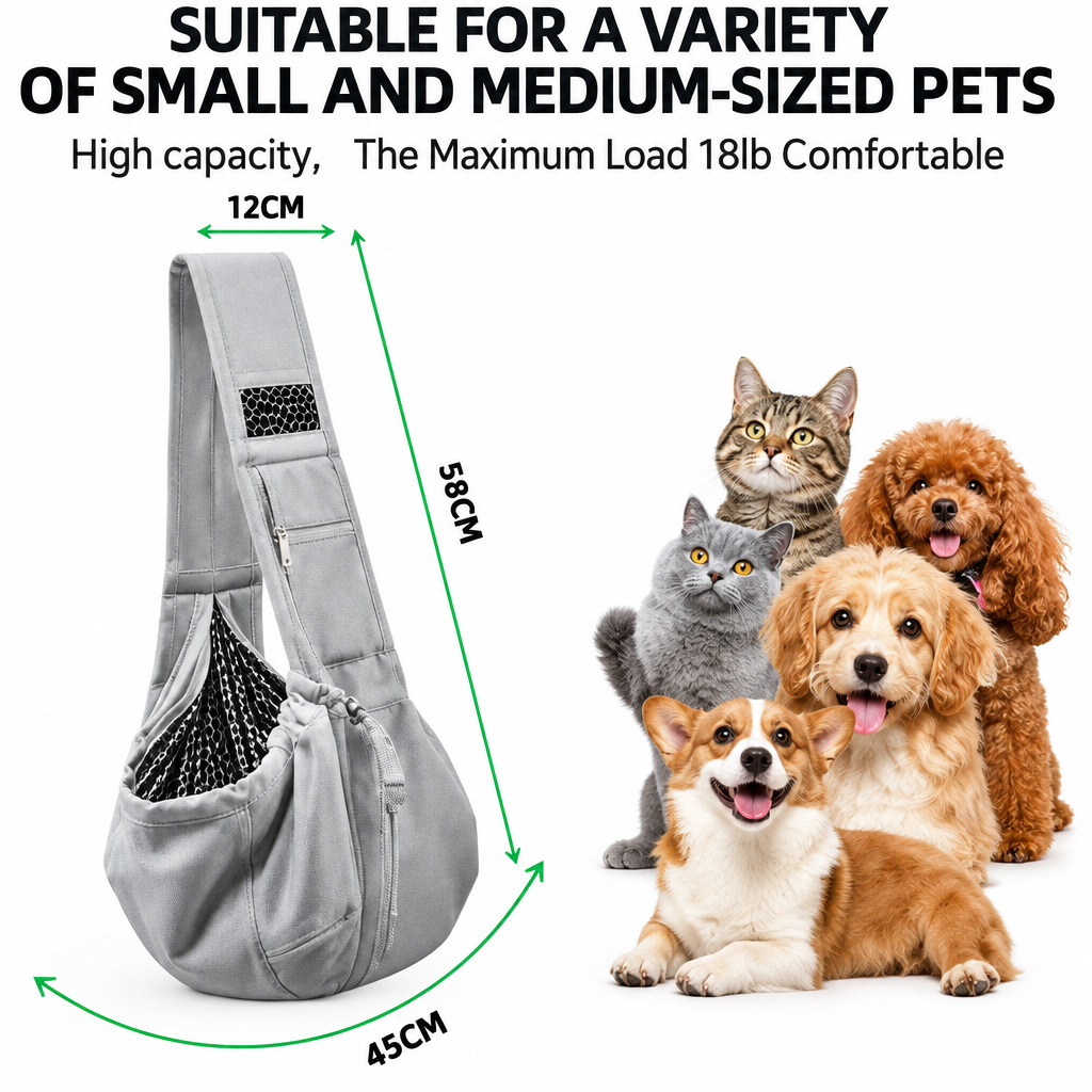 Cotton Comfortable Dog Bag Pet Out Crossbody Shoulder Bag Outdoor Travel Portable Cat Puppy Sling Bag Pet Carrying Supplies