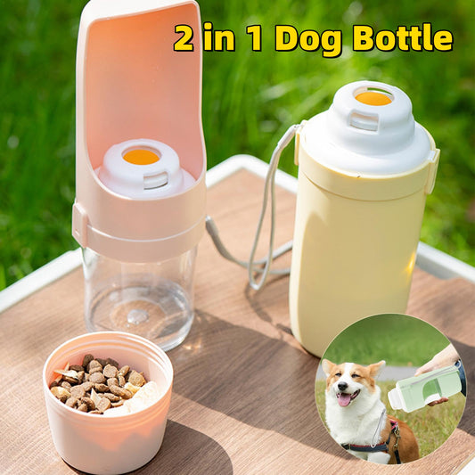 2 In 1 Travel Dog Water Bottle Pet Water Dispenser Feeder – 2-in-1 portable travel water and feeder dispenser for dogs