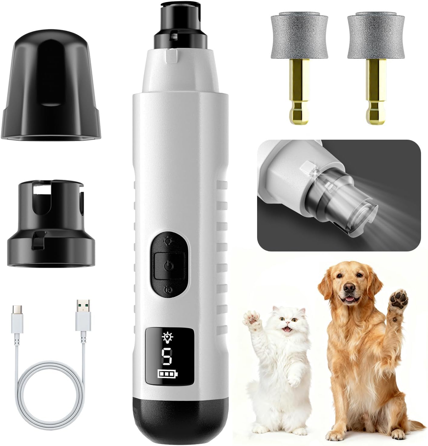 2026 silent groom pro dog nail grinder 5 speed LED USB rechargeable UK Happy Furry