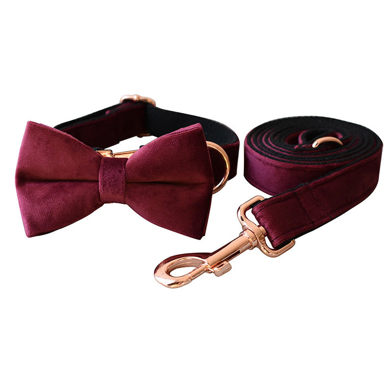 velvet dog collar double microfiber bowknot pet UK Happy Furry