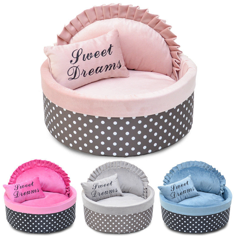 round princess cat bed sweet dreams pillow UK Happy Furry