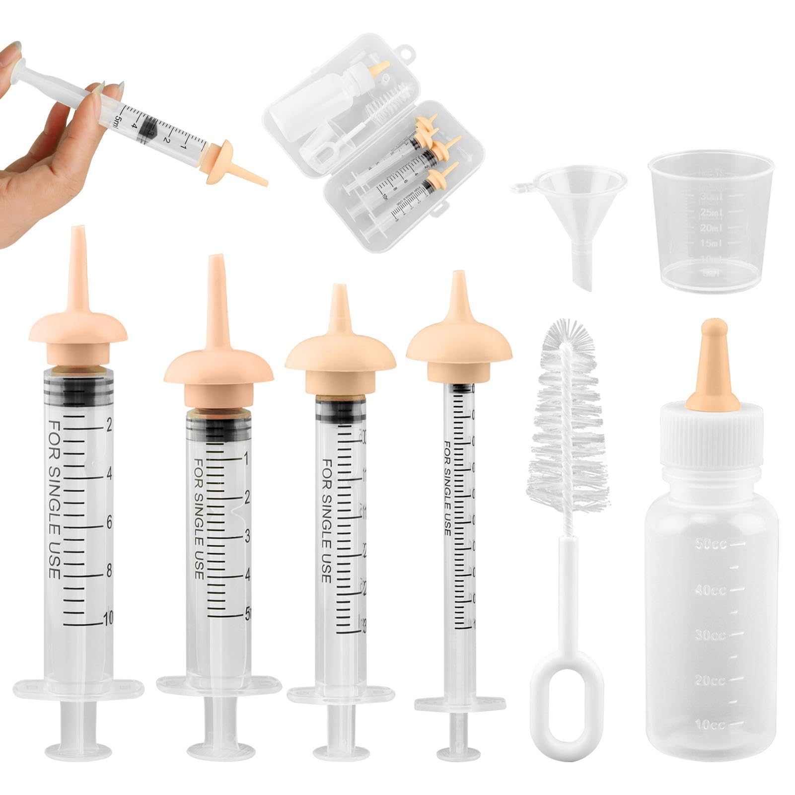 pet nursing kit newborn cat puppy bottle feeding silicone nipples UK Happy Furry