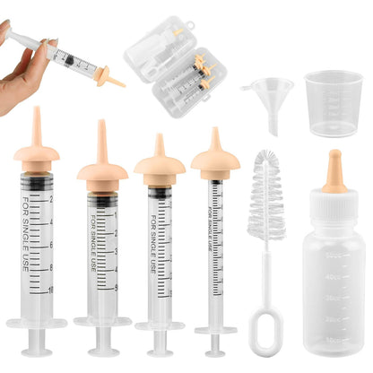 pet nursing kit newborn cat puppy bottle feeding silicone nipples UK Happy Furry