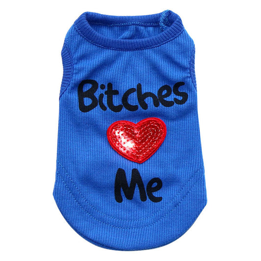 pretty girls love my pet slogan vest dog clothing UK Happy Furry