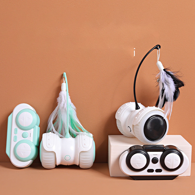 USB charging cat remote control feather electric balance car smart teaser toy UK Happy Furry
