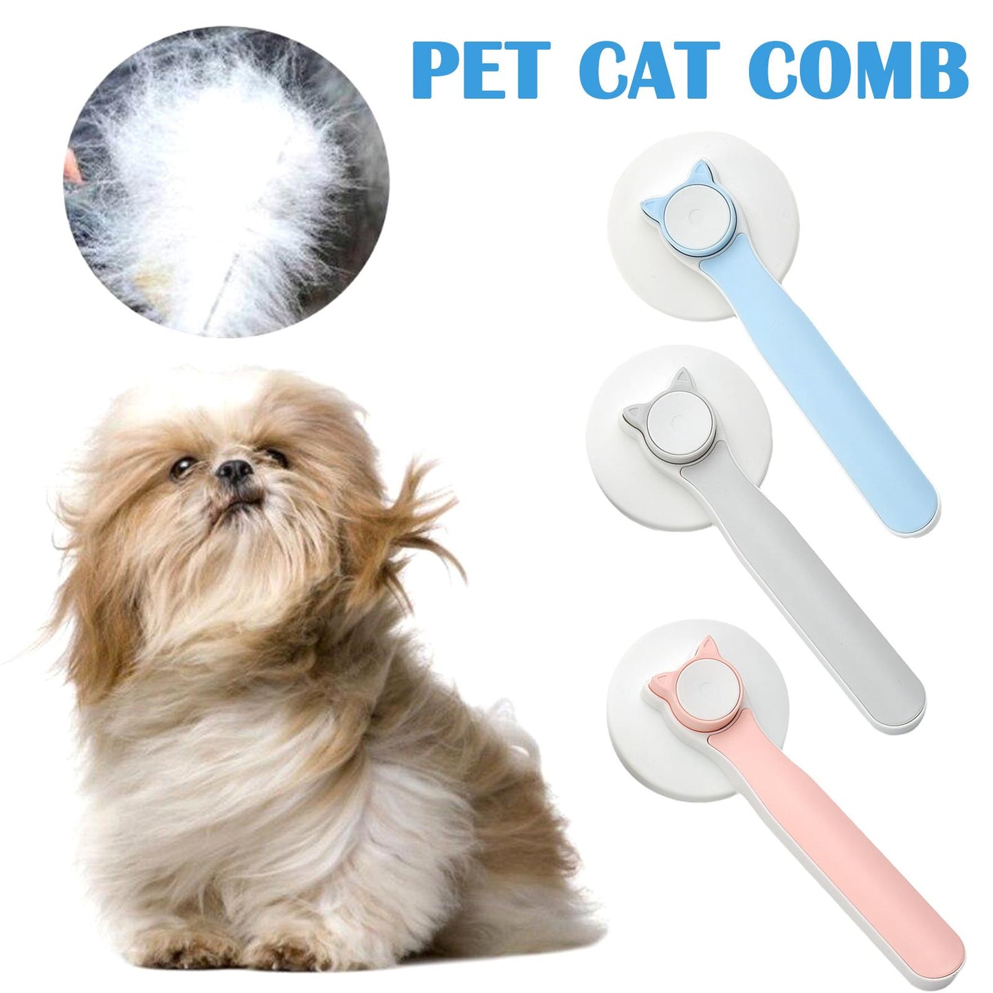 self cleaning pet cat brush long short hair mats tangles undercoat UK Happy Furry