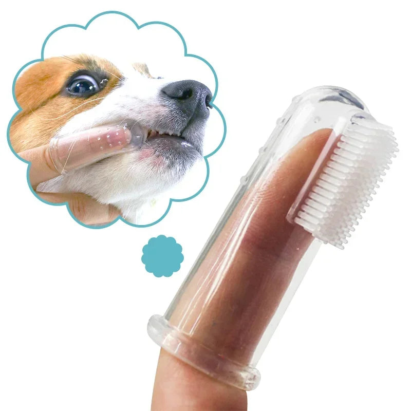 soft silicone pet finger toothbrush dog cat dental care UK Happy Furry