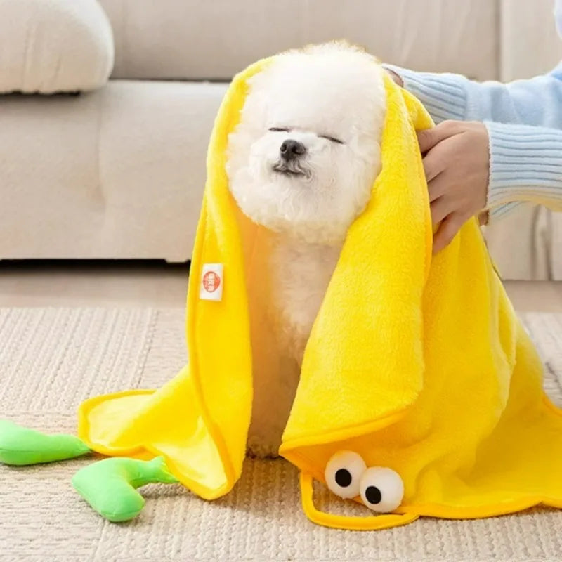 quick dry microfiber pet towel soft fluffy bath dog cat grooming UK Happy Furry