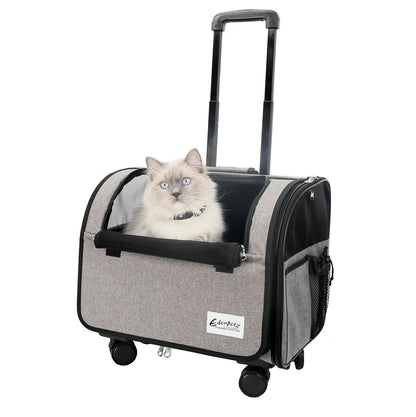 pet dog cat trolley rolling luggage 4 universal wheels stroller travel suitcase UK Happy Furry