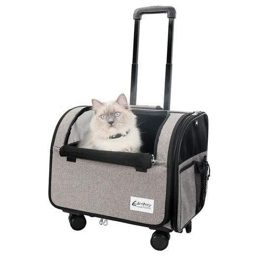 pet dog cat trolley rolling luggage 4 universal wheels stroller travel suitcase UK Happy Furry