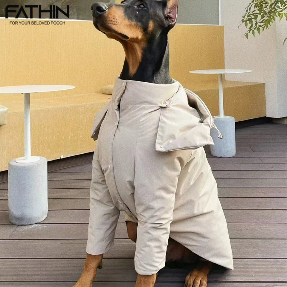 winter padded jacket large dogs Doberman German Shepherd Alaskan Malamute windproof UK Happy Furry
