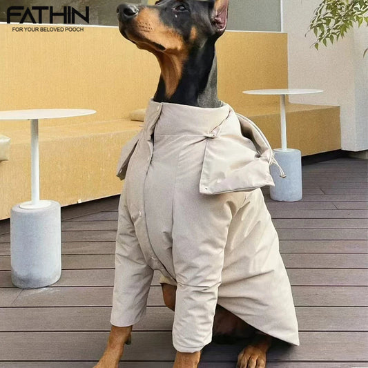 winter padded jacket large dogs Doberman German Shepherd Alaskan Malamute windproof UK Happy Furry