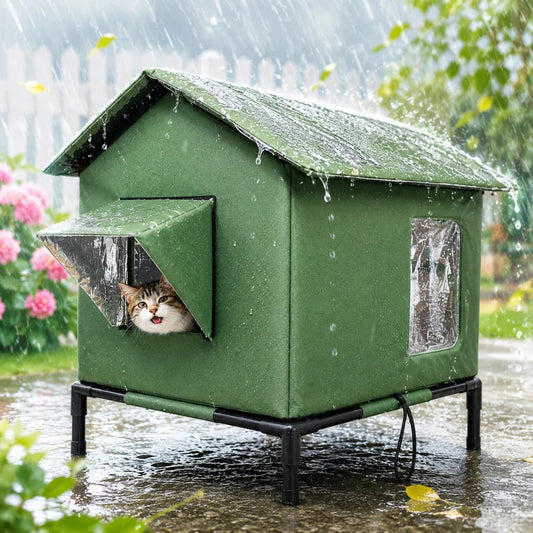 winter warm cat nest insulated outdoor stray cat shelter house floor cave tent UK Happy Furry