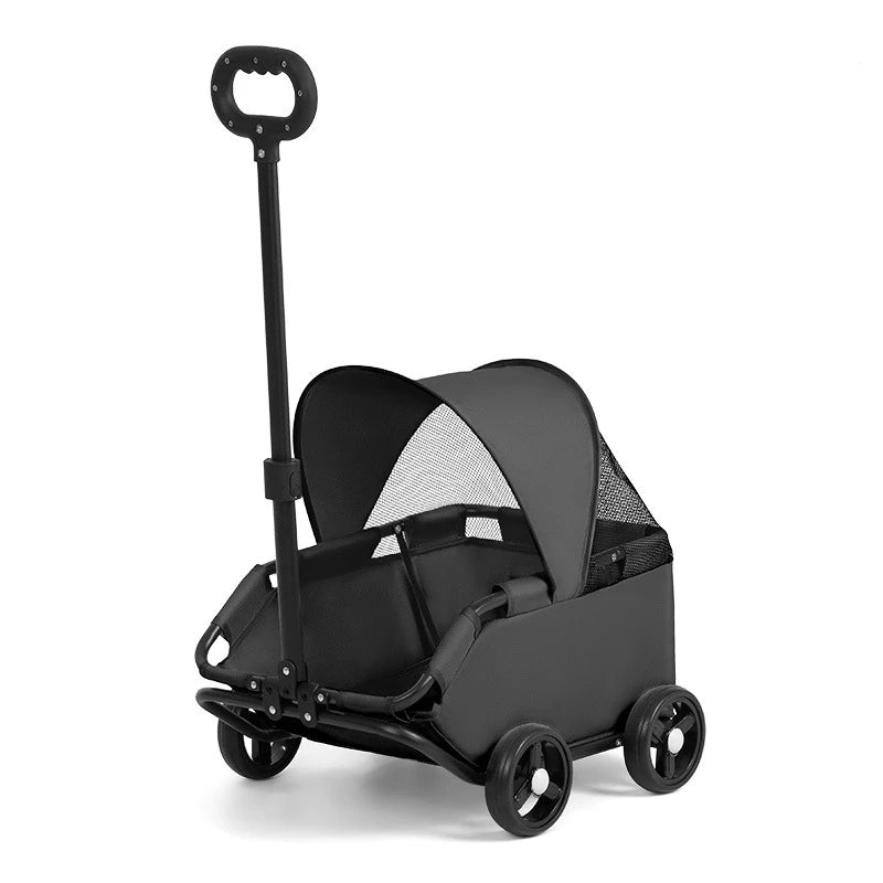 pet stroller sun cover breathable 4 wheels travel carrier small medium UK Happy Furry