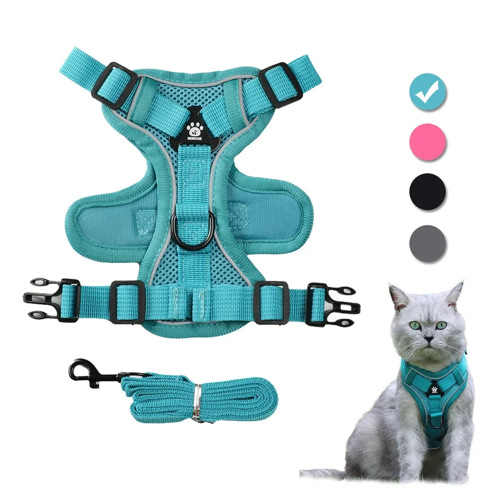 escape proof reflective cat harness leash outdoor walking vest cats dogs UK Happy Furry