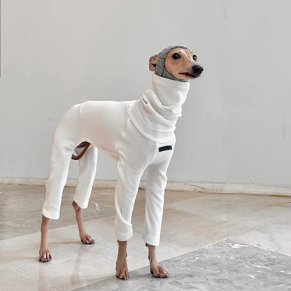 4-legged Cotton White Jumpsuit for Italian Greyhound Wellingtonian Spring High Neck Sweatshirt Winter Undercoat for Whippet