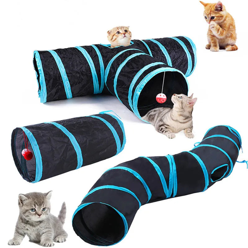 foldable cat tunnel toy indoor play barrel crinkle paper breathable UK Happy Furry