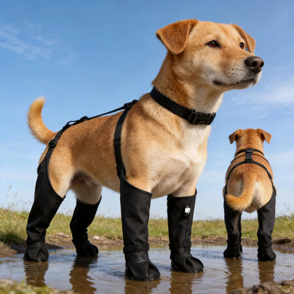 adjustable pet rain boots non slip breathable dog shoes safety buckles UK Happy Furry