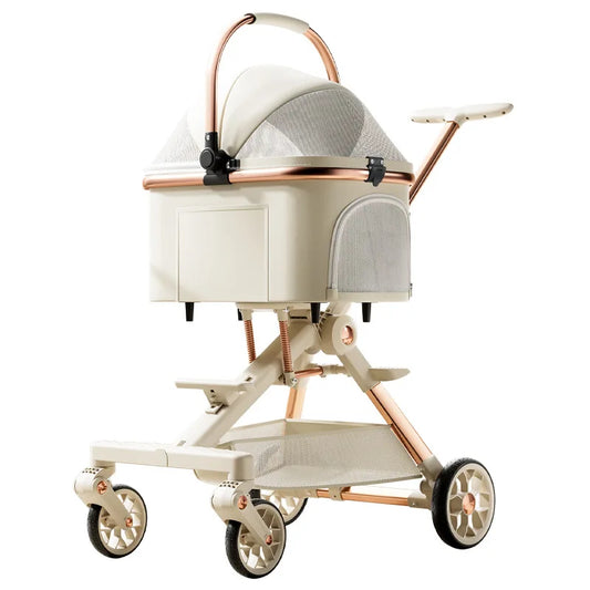 six shock absorption pet stroller one click folding dog cat bag separation UK Happy Furry