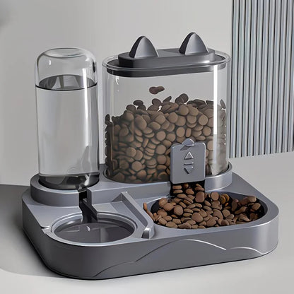 2-in-1 Large Pet Feeder & Water Dispenser, Dry Wet Separation, Durable Plastic, Transparent, No Battery, For Cats Dogs Travel