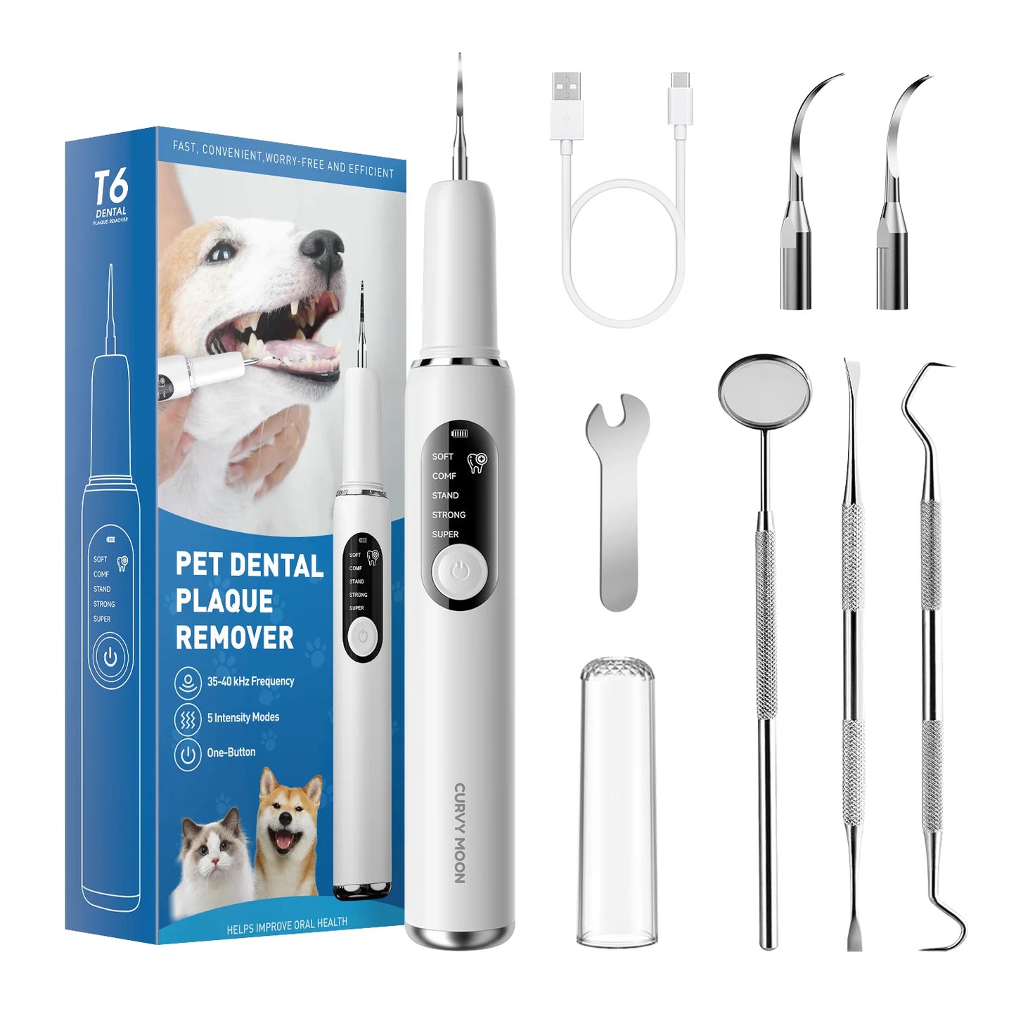 ultrasonic pet dental scaler IPX6 waterproof 5 mode dog cat teeth cleaner UK Happy Furry