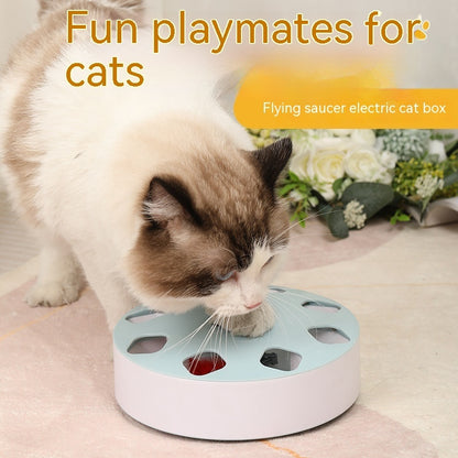 cat teaser toy UFO rotating feather relieving stuffy UK Happy Furry
