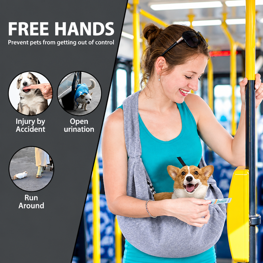 "Soft cotton crossbody sling bag for carrying a small dog on outdoor walks and travel, Happy Furry UK"