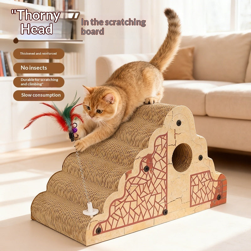 multi functional corrugated cardboard cat scratching post UK Happy Furry
