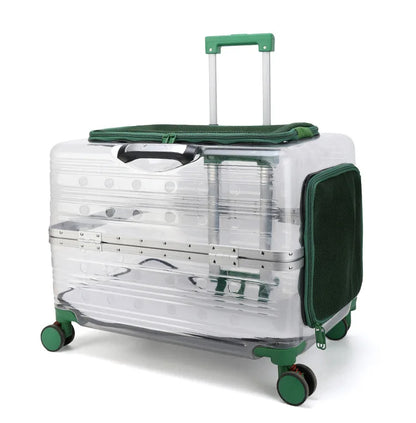 2026 Large Capacity Transparent Pet Suitcase Portable Stroller Double Medium To Large Pets Cat Outdoor Travel Bag