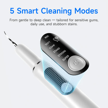 Dog Dental Cleaner For Teeth Tartar Eliminator Waterproof IPX6 Ultrasonic 5 Modes Dental Teeth Scaler For Pet Teeth Cleaning