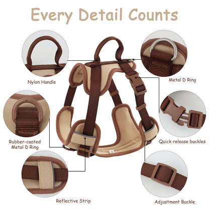 New Chocolate color luxury Dog Harness no pull for large Small dogs Adjustable Chest Strap dog harness