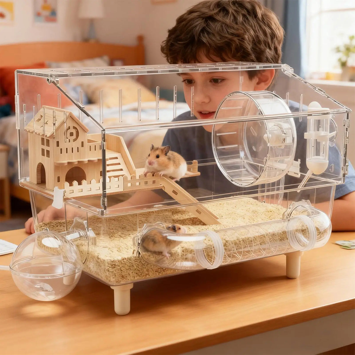 large syrian hamster cage deluxe double layer transparent acrylic house UK Happy Furry