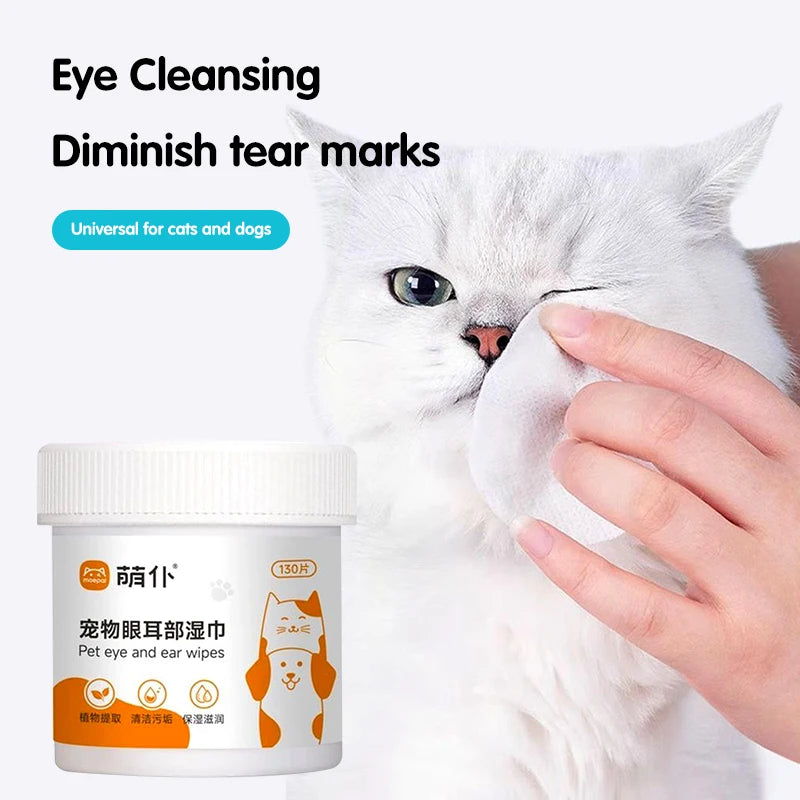 130/260 PCS Pet Eye Wipes Cats And Dogs Tear Mark Wet Wipes Cats And Dogs Universal No Irritation Cleaning Products Canned Wipes