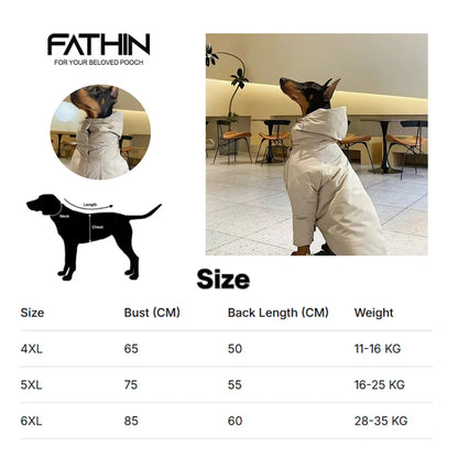 Winter Windproof Cotton Padded Jacket for Large Dogs Doberman German Shepherd Alaskan Malamute Outdoor Warm Coat