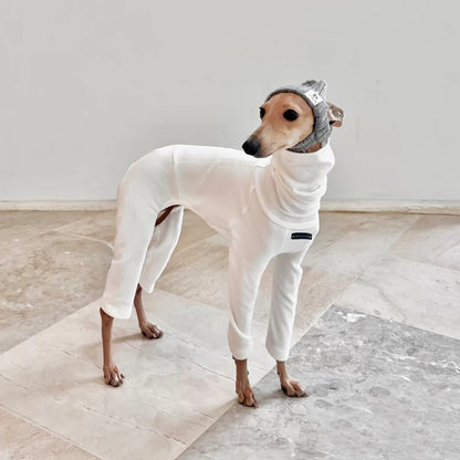 4-legged Cotton White Jumpsuit for Italian Greyhound Wellingtonian Spring High Neck Sweatshirt Winter Undercoat for Whippet