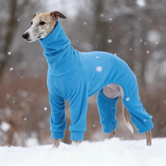 blue polar fleece dog clothing warm greyhound small neck width comfortable UK Happy Furry