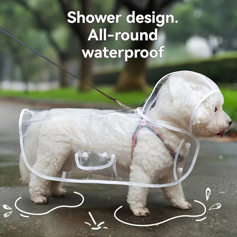 Transparent Waterproof Dog Raincoat, Raincoat for Small and Medium-Sized Dogs, Teddy and Bichon Frise Dog for Rainy Days Walking