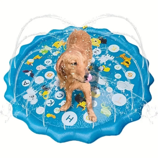 Heavy-Duty Outdoor Pet Bathing Basin with Spray Function - Non-Slip Dog Water Play Mat for Summer Fun and Pet Bathing