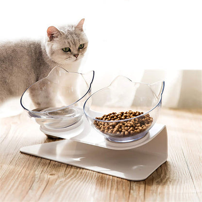 cat elevated feeder stand transparent bowl raised food UK Happy Furry