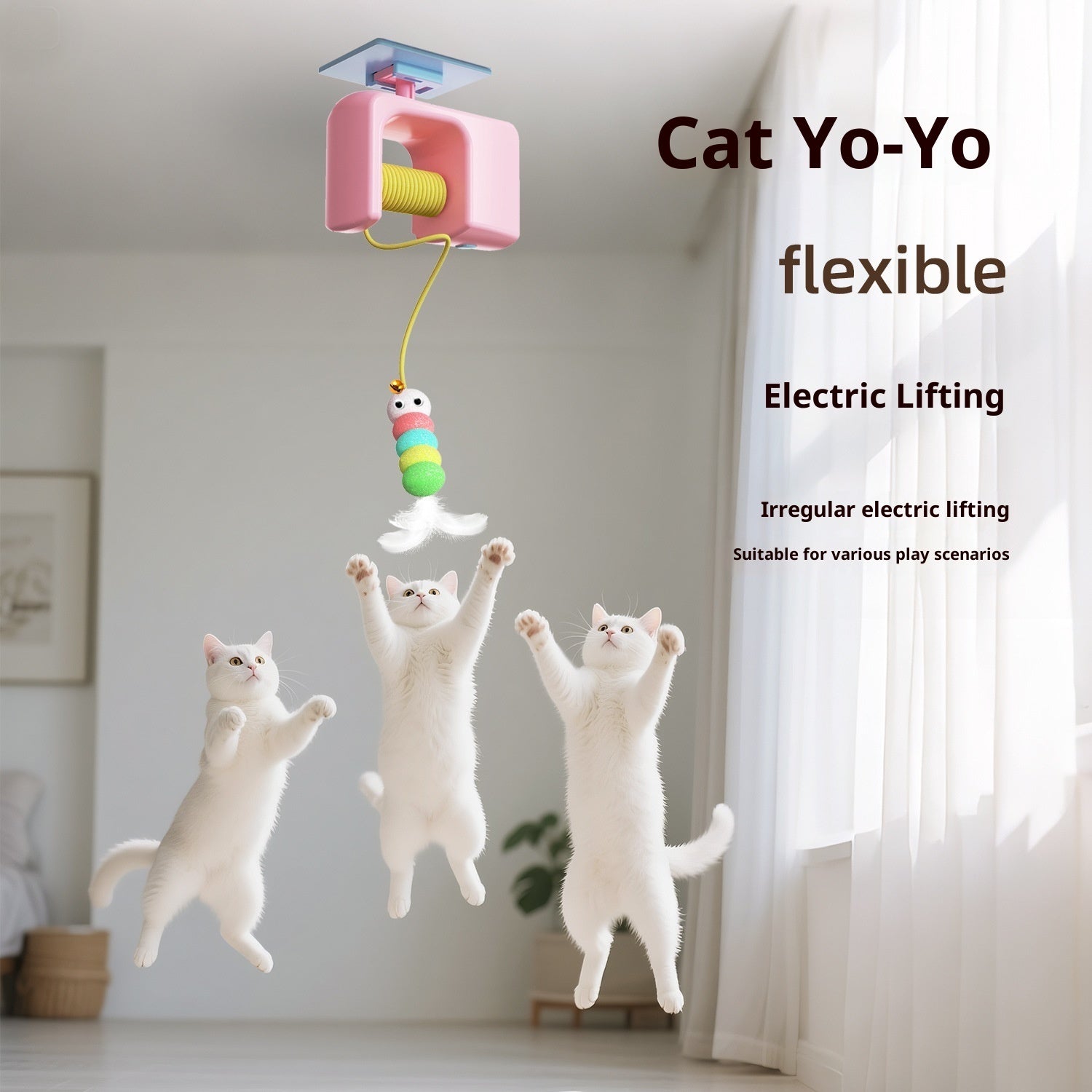 electric pet cat toy hanging door yo yo self hi relieving boredom UK Happy Furry