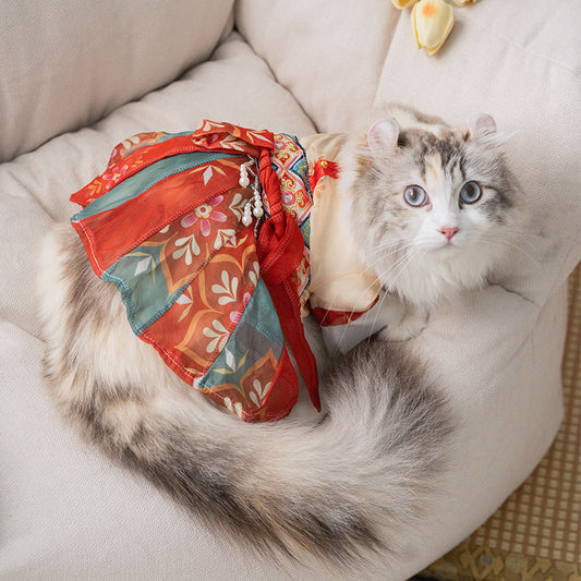 cat skirt princess style pet hanfu anti hair loss UK Happy Furry