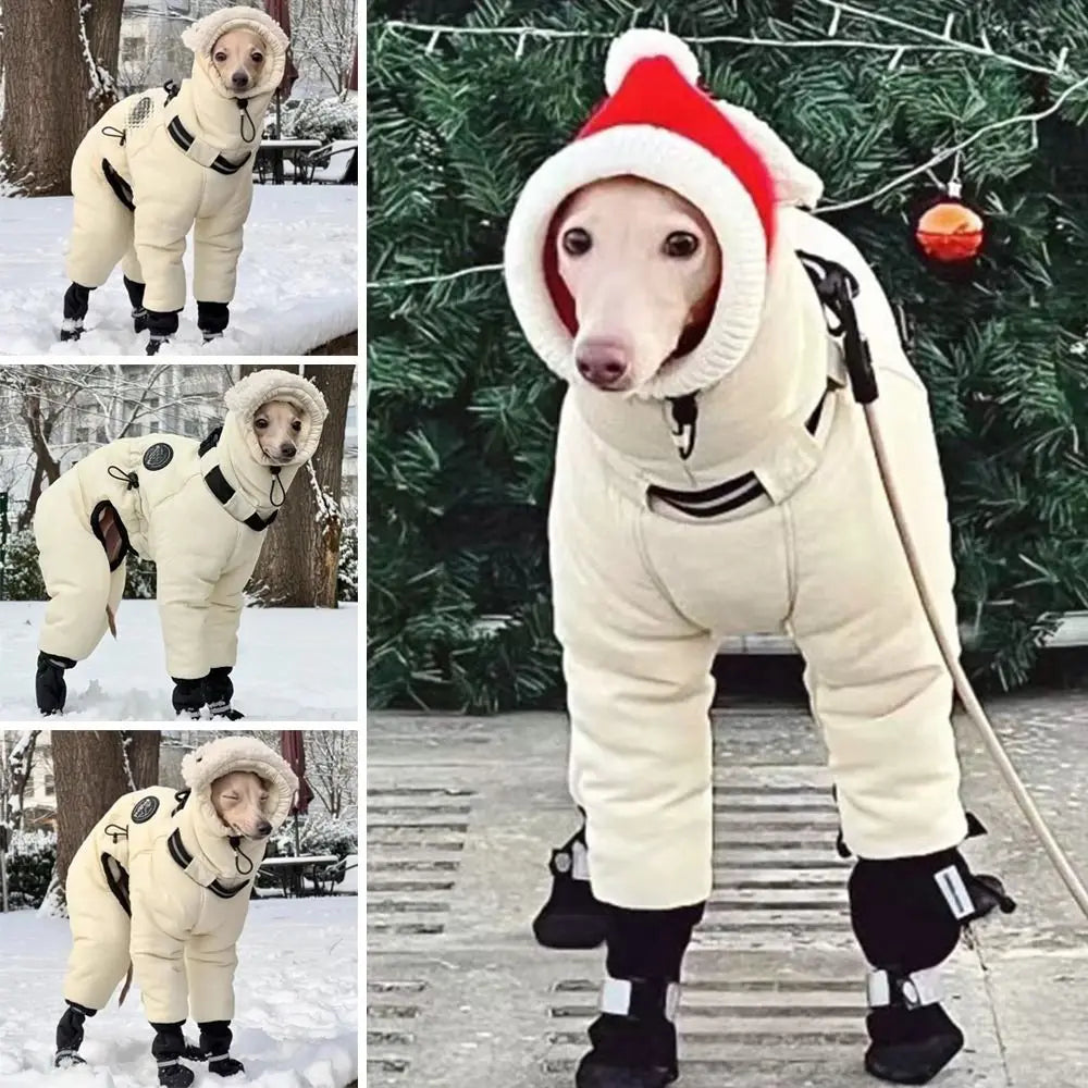 Fashion Waterproof Winter Dog Jumpsuit Thickened Fleece Warm Winter Dog Jacket Big Full Cover Big Dog Clothes Greyhound Whippet