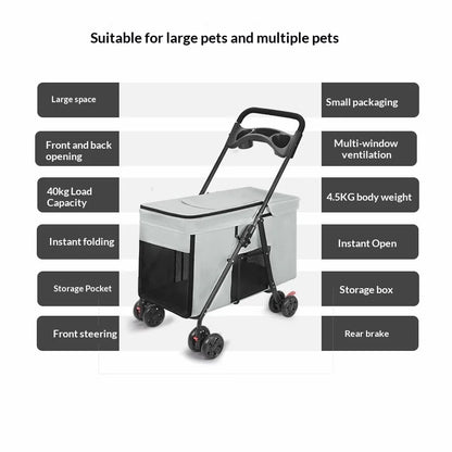 Large Dog Pet Stroller Foldable Multifunctional Outdoor All Terrain Portable Travel Carrier Dog Stroller Cat Stroller Dog Cart