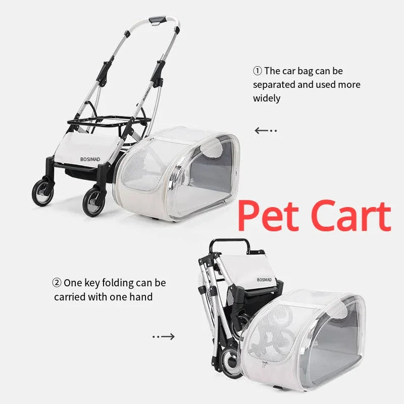 2026 Transparent Pet Stroller for Small Medium Dogs, Lightweight Foldable Detachable Dog Walking Cart, Portable Outdoor Carrier