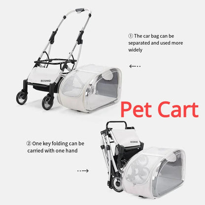2026 Transparent Pet Stroller for Small Medium Dogs, Lightweight Foldable Detachable Dog Walking Cart, Portable Outdoor Carrier